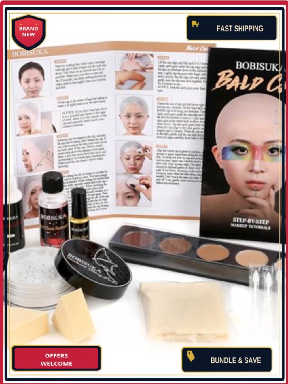 Bald Cap SFX Makeup Kit Latex Halloween Cosplay Theater Set